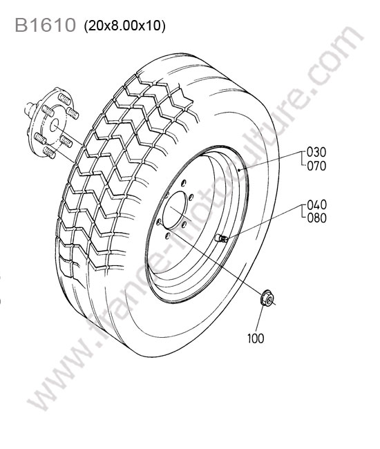 Roue avant 20x8.00x10 KUBOTA B1610