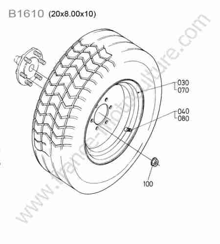 KUBOTA - B1610 : Roue avant 20x8.00x10