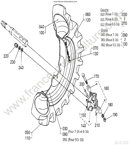 Roue AR KUBOTA B1620