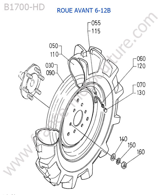 Roue avant 6-12b KUBOTA B1700