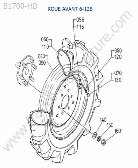 KUBOTA - B1700 : Roue avant 6-12b