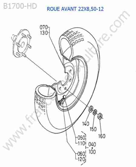 KUBOTA - B1700 : Roue avant 22x8.50-12