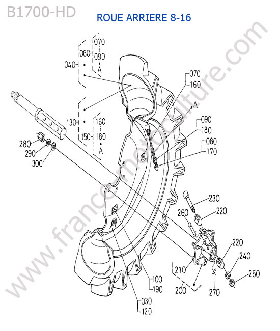 Roue arriere 8-16 KUBOTA B1700