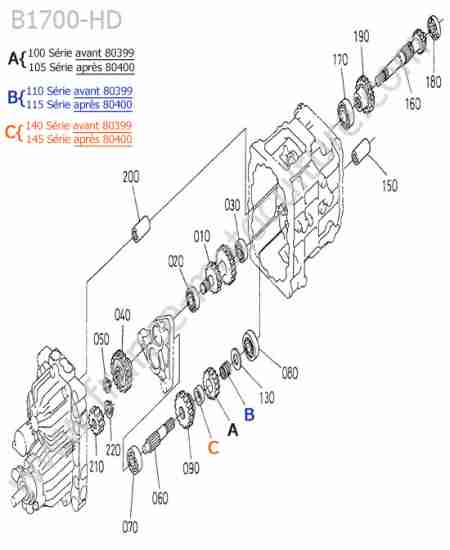 KUBOTA - B1700 : Pignons 2/3/4