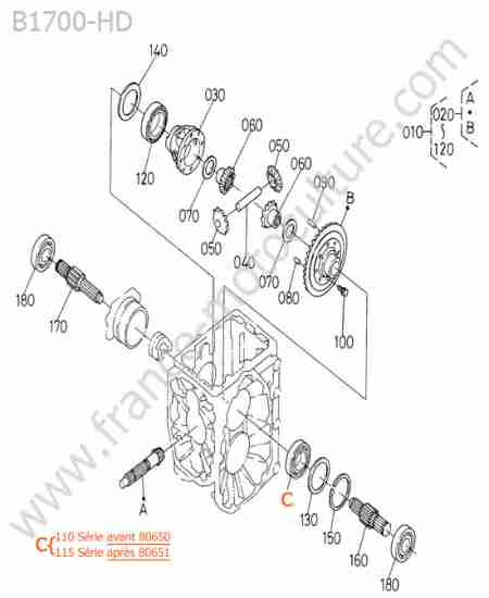 KUBOTA - B1700 : Differentiel arriere