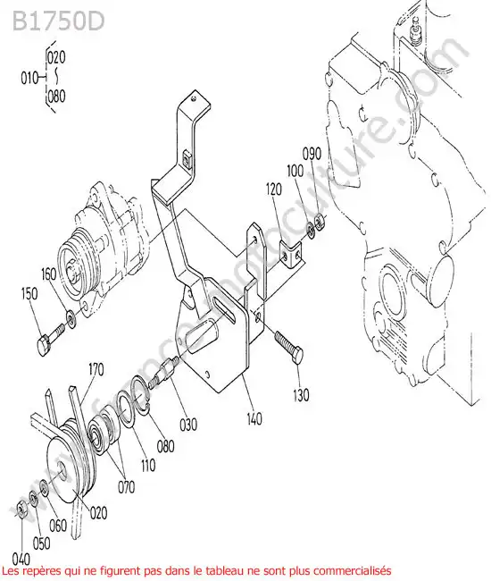 Tension courroie moteur KUBOTA B1750D