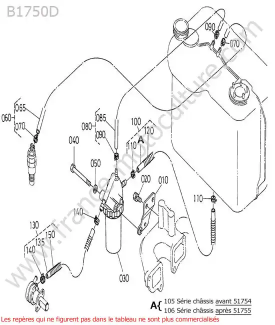 Circuit carburant KUBOTA B1750D