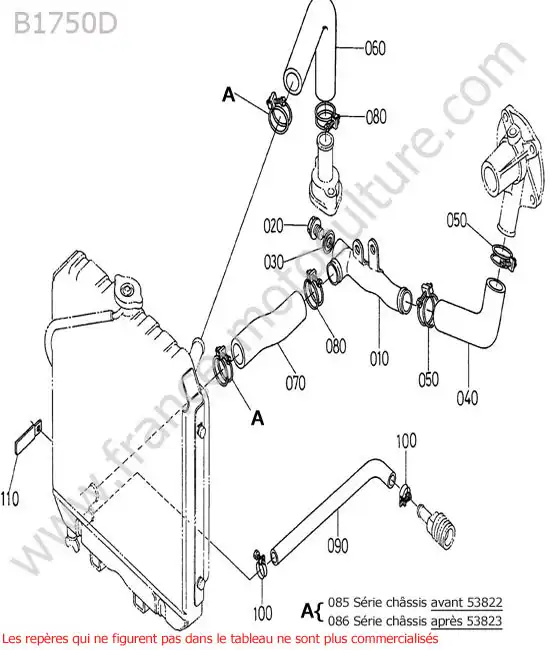 Durites refroidissement KUBOTA B1750D