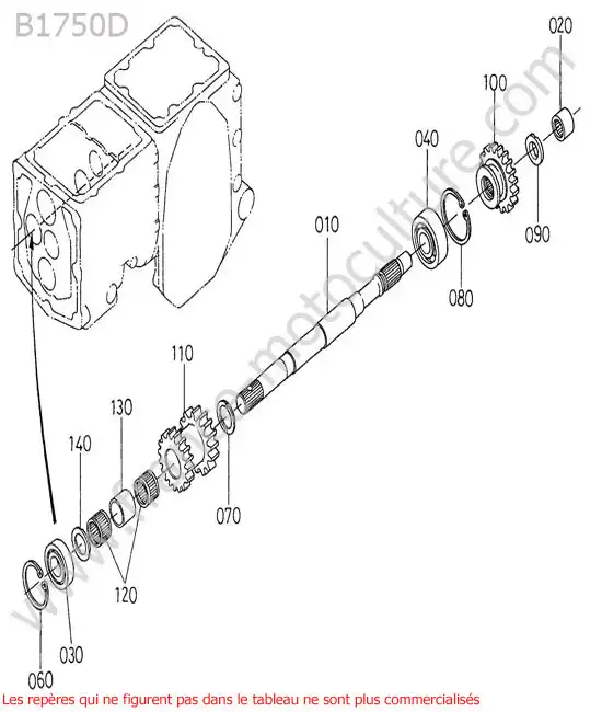Arbre marche arriere KUBOTA B1750D