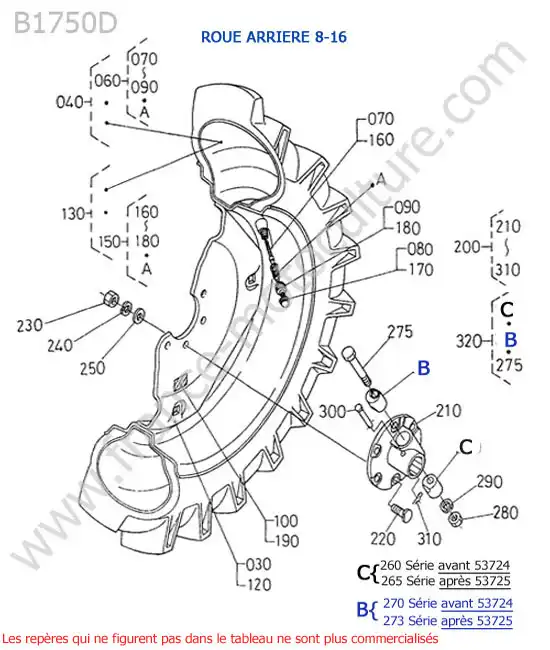 Roue arriere (8-16) KUBOTA B1750D