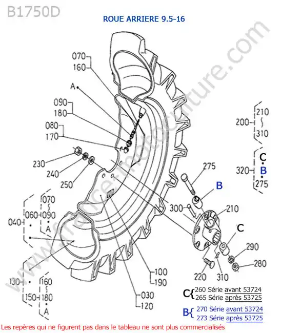 Roue arriere (9.5-16) KUBOTA B1750D
