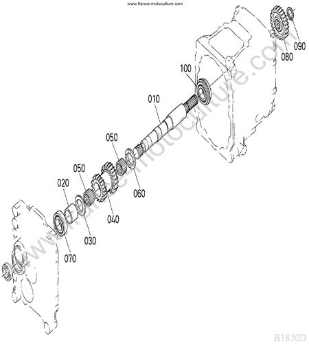 Arbre entrainement AV KUBOTA B1820