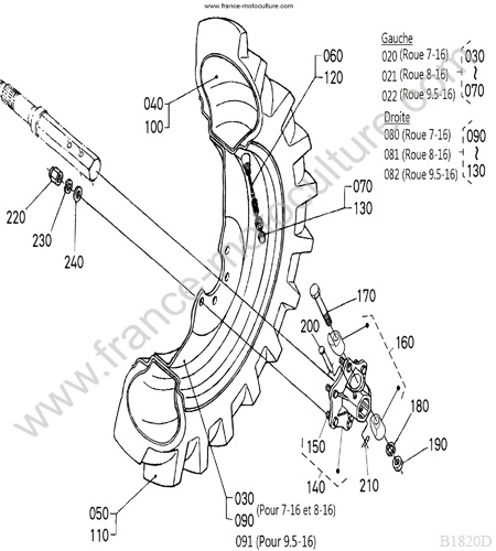Roue AR KUBOTA B1820