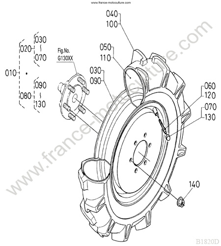 Roue AV KUBOTA B1820