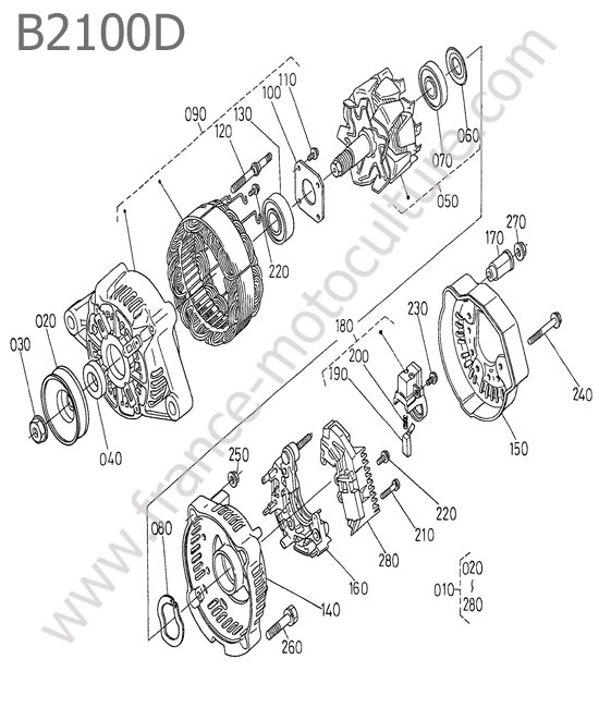 Alternateur - details KUBOTA B2100