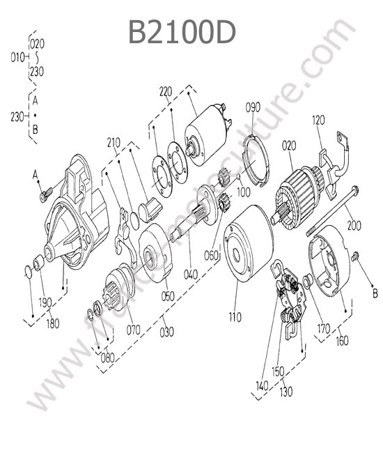 Demarreur - details KUBOTA B2100
