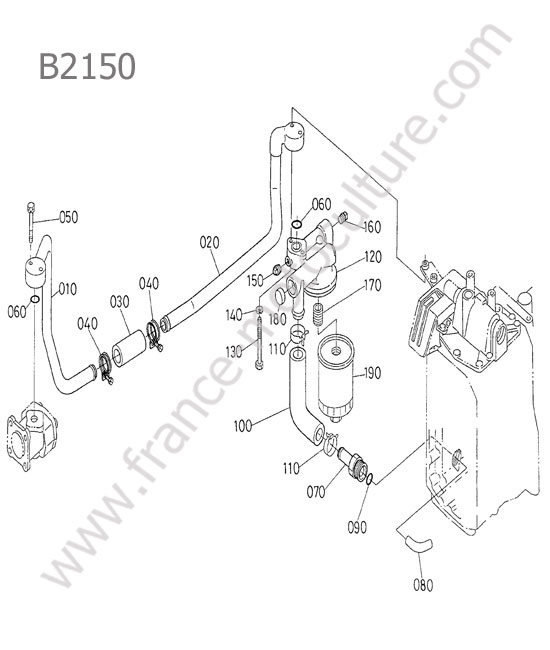 Tuyau hydraulique - aspiration KUBOTA B2150