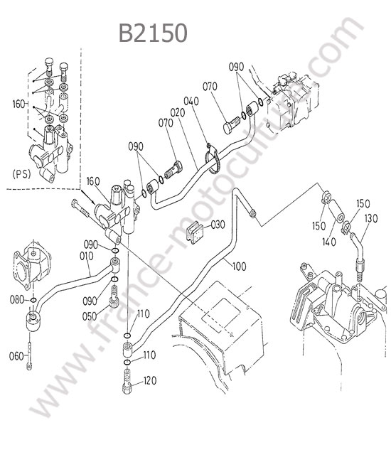 Tuyau hydraulique - refoulement/retour KUBOTA B2150