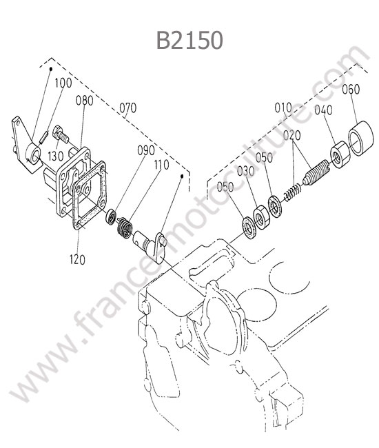 Levier arret moteur KUBOTA B2150