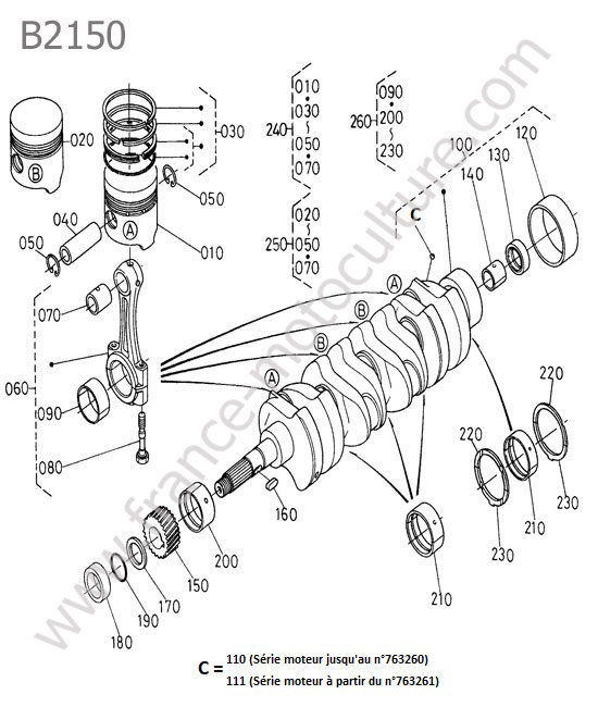 Piston / vilebrequin KUBOTA B2150