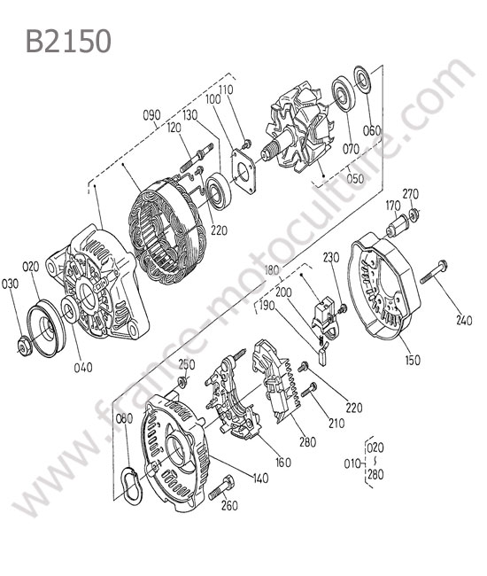 Alternateur - details KUBOTA B2150