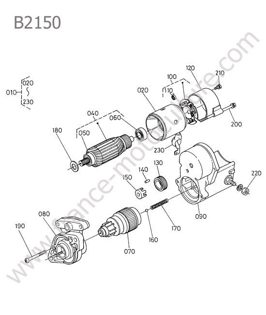 Demarreur - details KUBOTA B2150