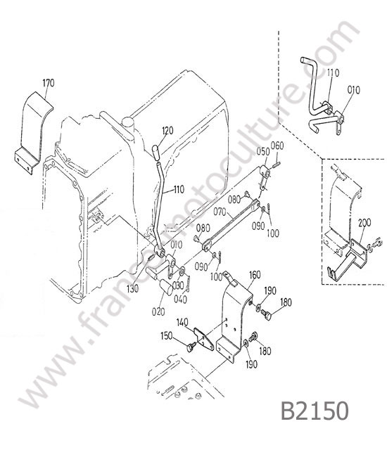 Levier pto / entrainement avant KUBOTA B2150