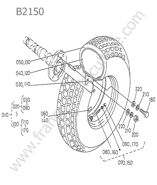 Roue arriere 13.6-16 KUBOTA B2150