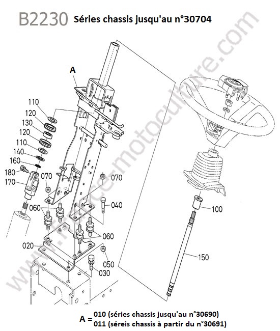 Colonne direction - series avant 30704 KUBOTA B2230