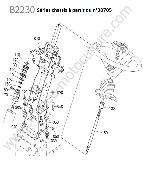 Colonne direction - series apres 30705 KUBOTA B2230