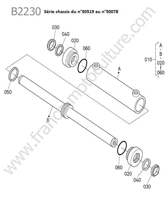 Verin direction - series 30519 a 50078 KUBOTA B2230