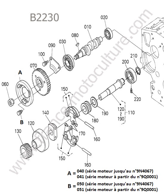 Arbre pompe injection : KUBOTA - B2230