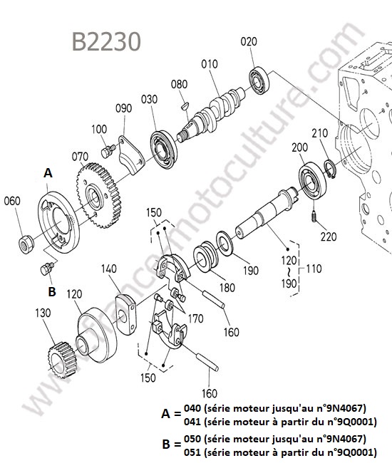 Arbre pompe injection KUBOTA B2230