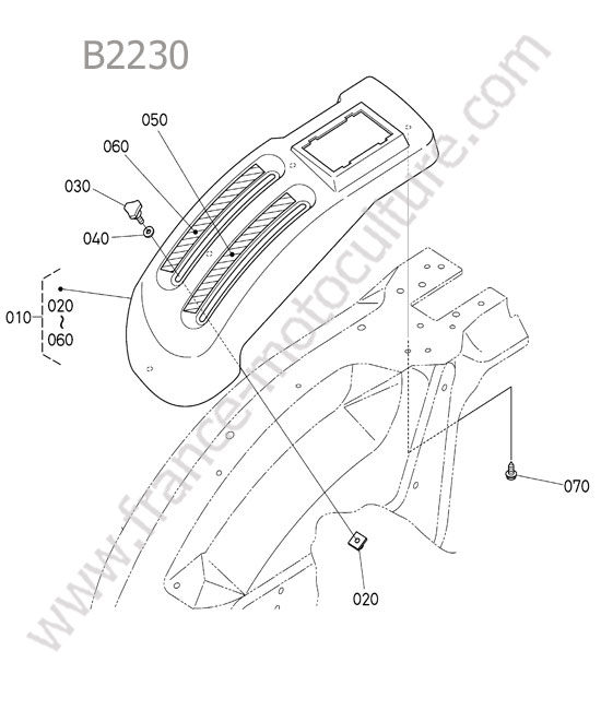Guide levier droit KUBOTA B2230