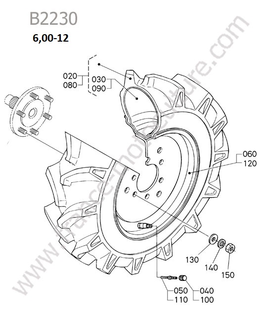Roue avant 6.00-12 KUBOTA B2230