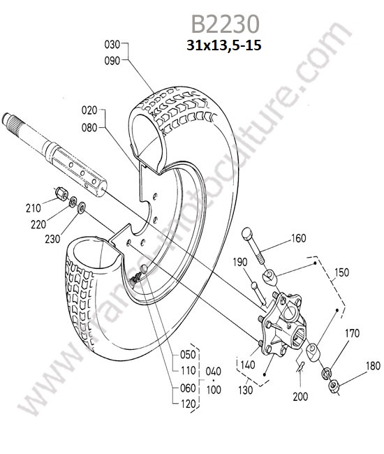 Roue arriere 31x13.5-15 KUBOTA B2230