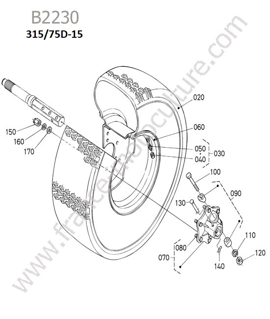 Roue arriere 315/75d-15 KUBOTA B2230