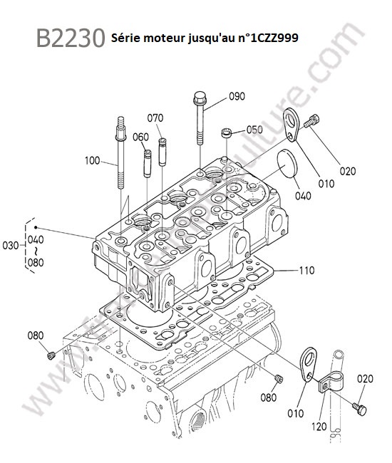Culasse - series avant 1czz999 KUBOTA B2230