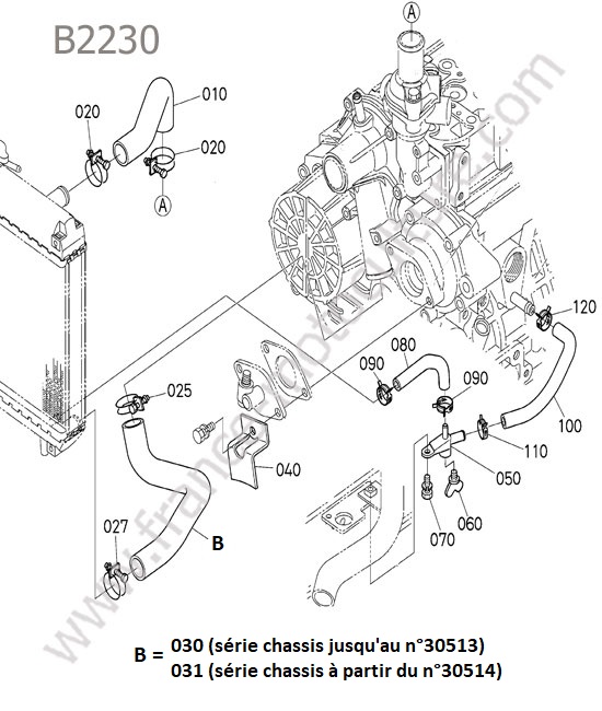 Tuyau eau KUBOTA B2230