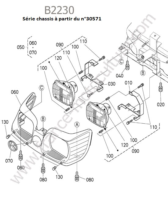 Phare - series apres 30571 KUBOTA B2230
