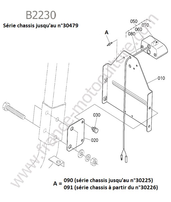 Plaque matricule - series avant 30479 KUBOTA B2230