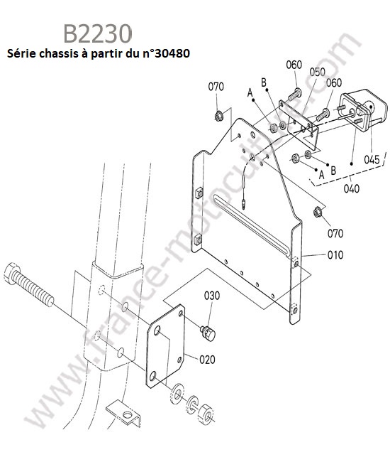 Plaque matricule - series apres 30480 KUBOTA B2230