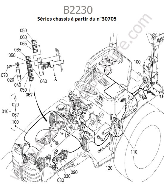 Faisceau - series apres 30705 KUBOTA B2230