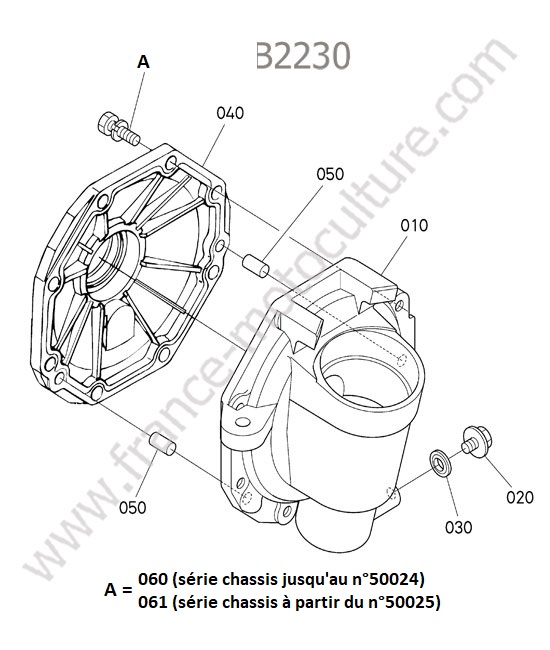 Carter reducteur droit KUBOTA B2230