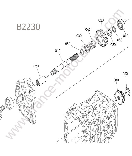 Arbre marche arriere 2 KUBOTA B2230