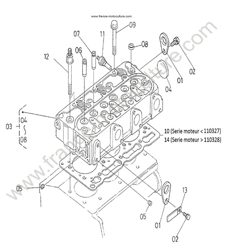 Culasse KUBOTA B2400
