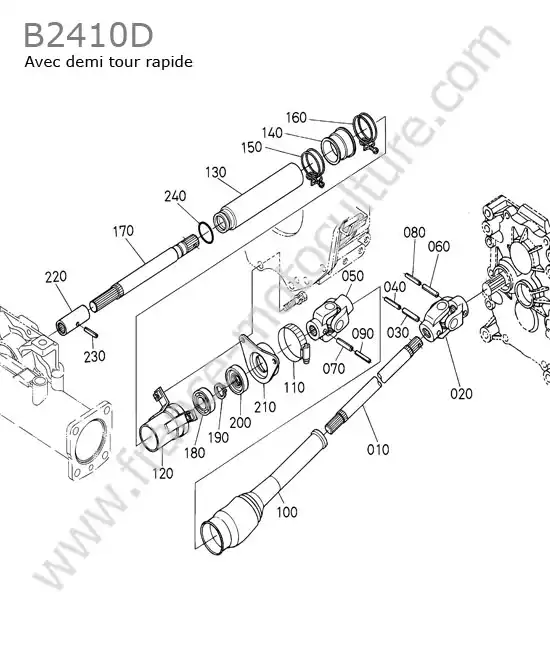 Arbre entrainement avant (avec demi-tour) KUBOTA B2410