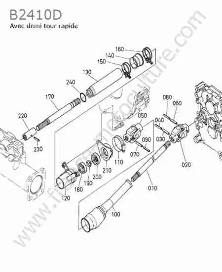 KUBOTA - B2410 : Arbre entrainement avant (avec demi-tour)