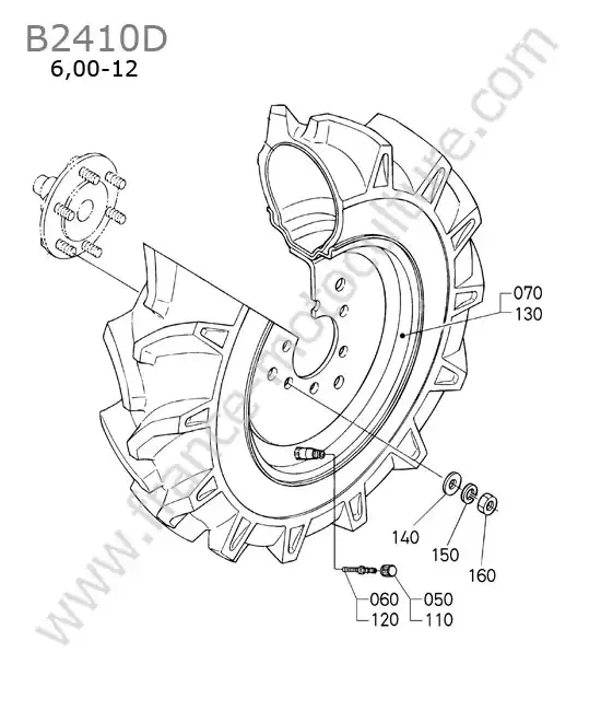 Roue avant 600-12 KUBOTA B2410