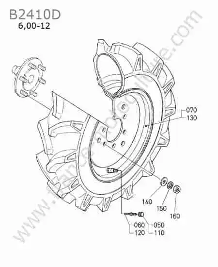 KUBOTA - B2410 : Roue avant 600-12